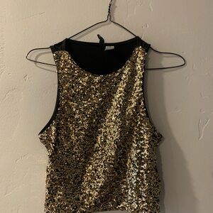 Gold Sequin Sleeveless Top